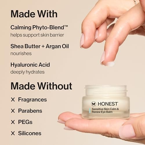 Honest Beauty Sensitive Skin Calm Renew Eye Balm - Moisturizing, Firming, Hypoallergenic, Fragrance-Free, Vegan - 0.5 oz Avelisse