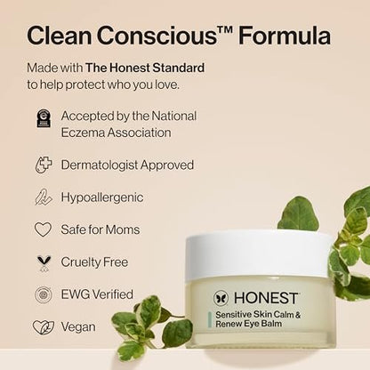 Honest Beauty Sensitive Skin Calm Renew Eye Balm - Moisturizing, Firming, Hypoallergenic, Fragrance-Free, Vegan - 0.5 oz Avelisse