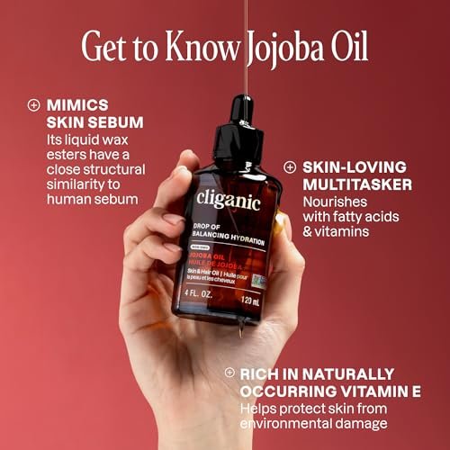 Cliganic Non-GMO Jojoba Oil Bulk 32oz - 100% Pure, Natural Cold Pressed, Unrefined, Hexane Free Oil for Hair & Face Avelisse