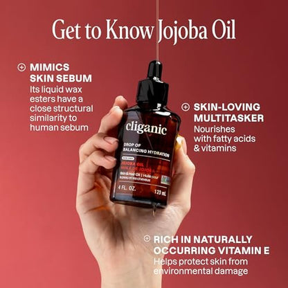 Cliganic Non-GMO Jojoba Oil Bulk 32oz - 100% Pure, Natural Cold Pressed, Unrefined, Hexane Free Oil for Hair & Face Avelisse