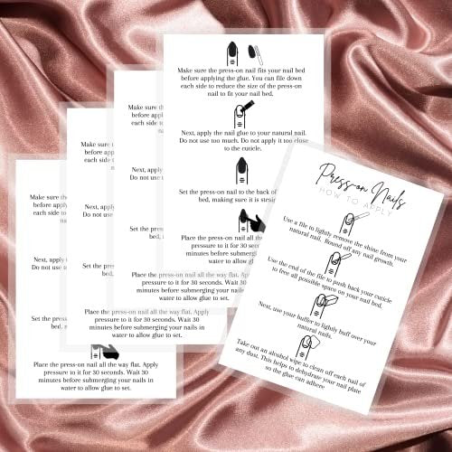 Press On Nail Application Instructions Postcard | 30 Pack | 4x6" Large Postcard | DIY Nail Kit Supplies | White Cardstock - görsel 8