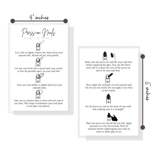Press On Nail Application Instructions Postcard | 30 Pack | 4x6" Large Postcard | DIY Nail Kit Supplies | White Cardstock - görsel 4