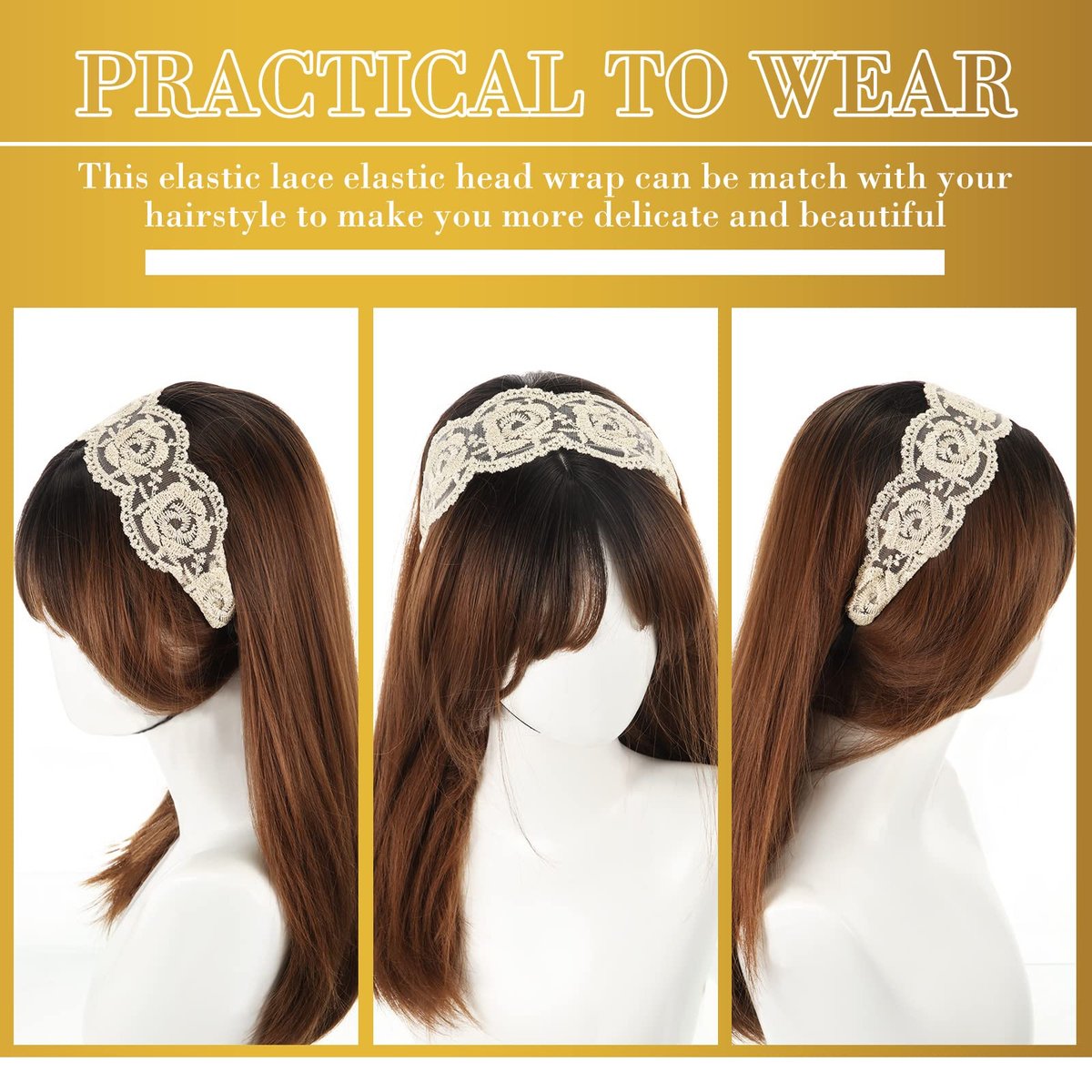 Dilunave 10 PCS Lace Headbands for Women – Elegant Stretch Cloth Hair Accessories for Wedding, Party, and Daily Wear - görsel 11