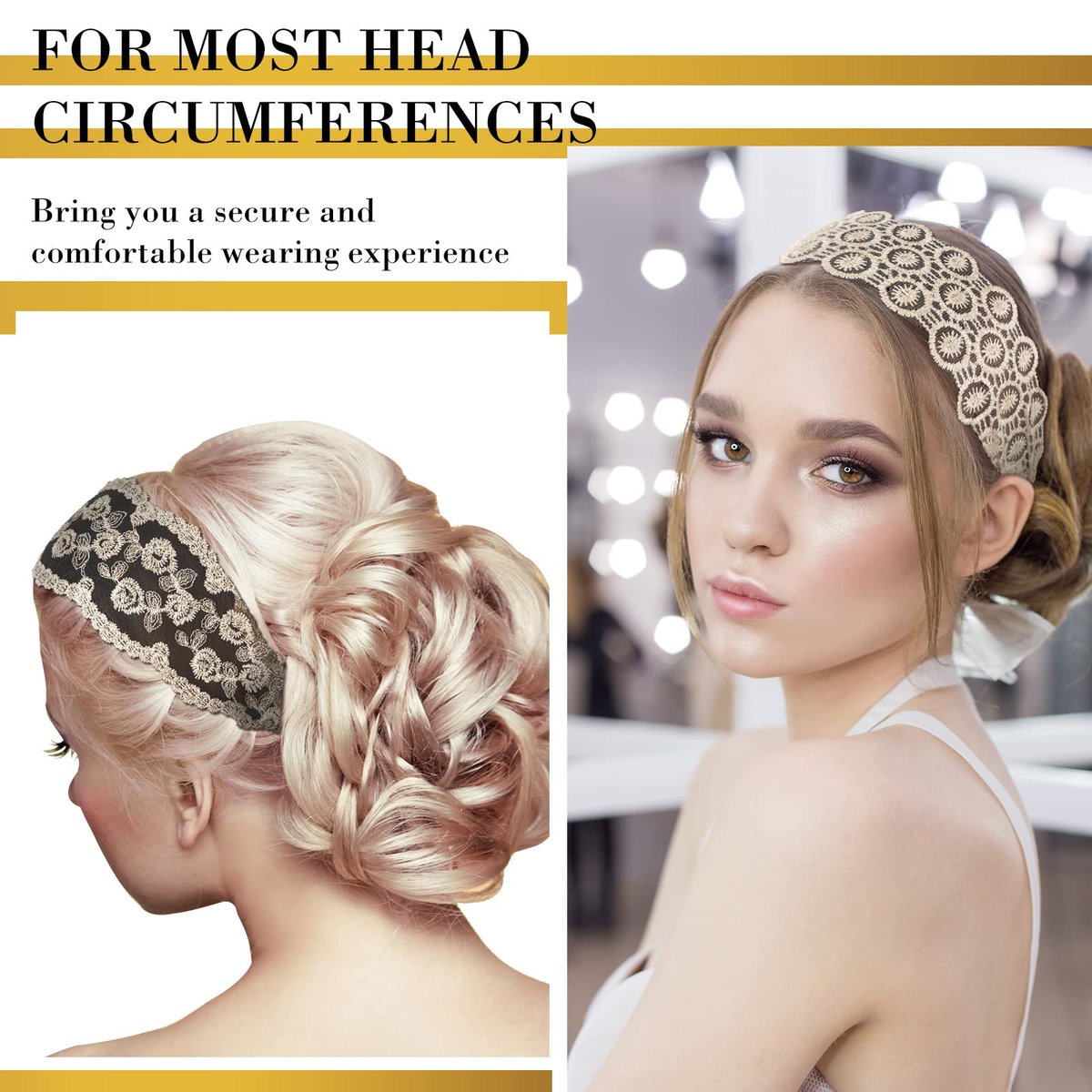 Dilunave 10 PCS Lace Headbands for Women – Elegant Stretch Cloth Hair Accessories for Wedding, Party, and Daily Wear - görsel 9
