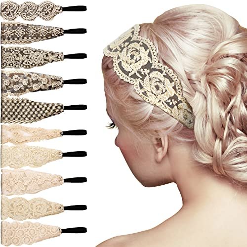 Dilunave 10 PCS Lace Headbands for Women – Elegant Stretch Cloth Hair Accessories for Wedding, Party, and Daily Wear - görsel 2