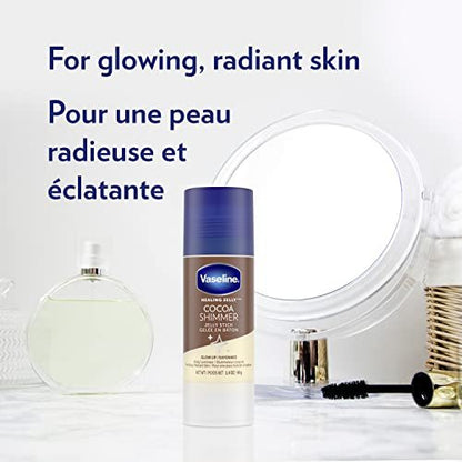 Vaseline Rich Moisturizing Healing Jelly Cocoa Butter 13 oz + Cocoa Shimmer Stick 1.4 oz Bundle for Radiant, Shimmering, Moisturized Skin Avelisse