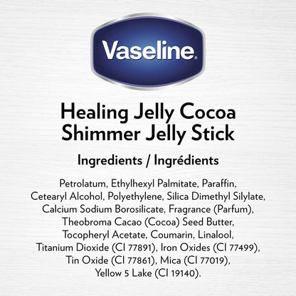 Vaseline Rich Moisturizing Healing Jelly Cocoa Butter 13 oz + Cocoa Shimmer Stick 1.4 oz Bundle for Radiant, Shimmering, Moisturized Skin Avelisse