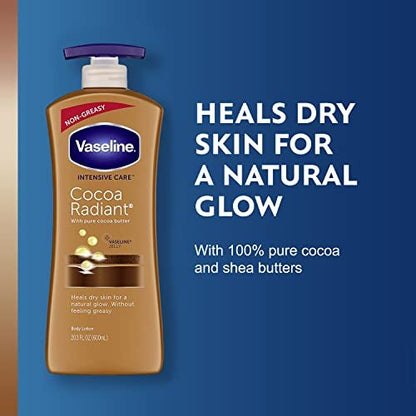 Vaseline Intensive Care Cocoa Radiant Lotion, 20.3 oz + Healing Jelly Butter, 7.5 oz + Shimmer Stick, 1.4 oz - 3 Piece Set Avelisse