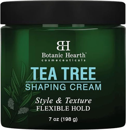Botanic Hearth Tea Tree Shaping Cream – Hair Styling Cream with Collagen & Biotin for Strong, Flexible Hold – 7 oz