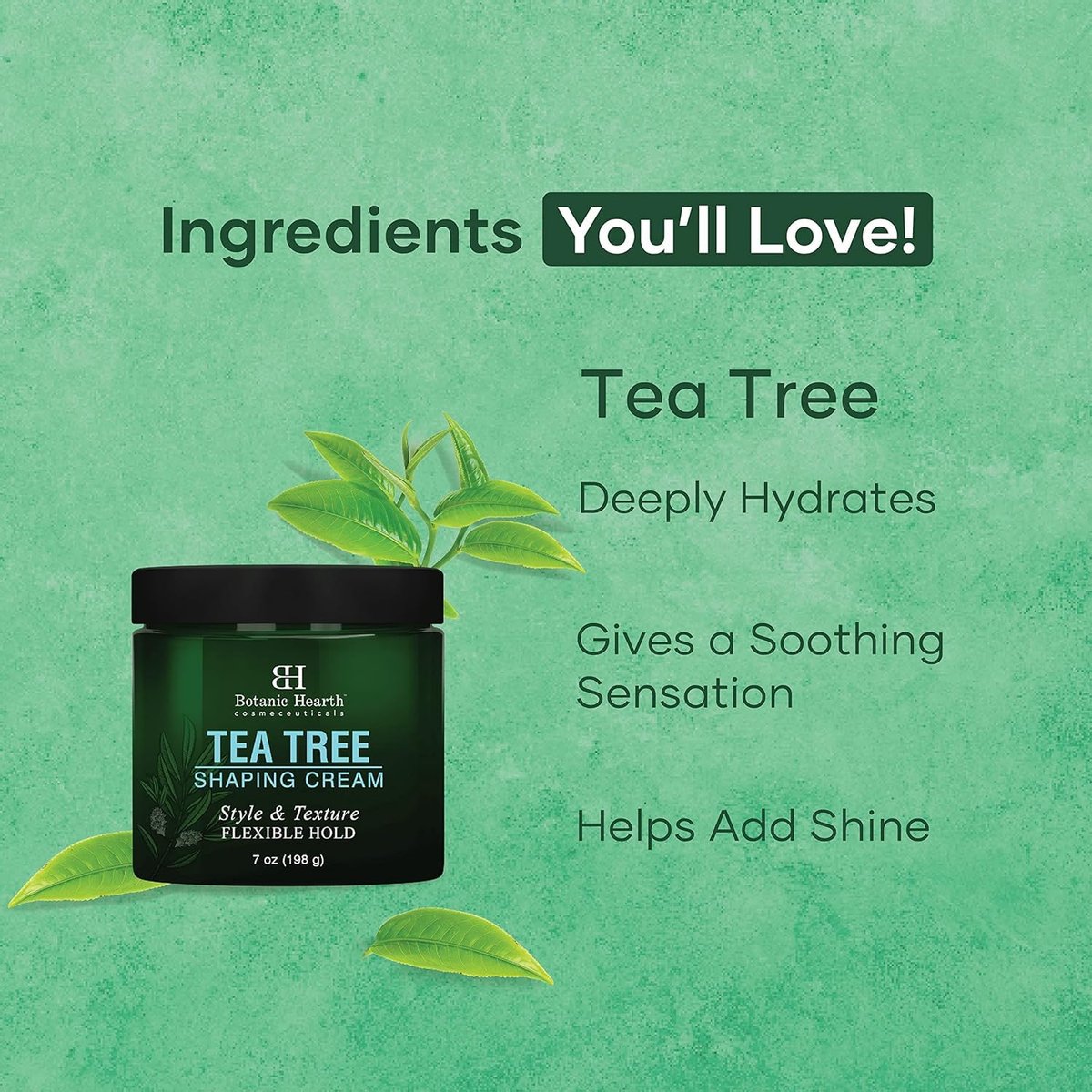 Botanic Hearth Tea Tree Shaping Cream – Hair Styling Cream with Collagen & Biotin for Strong, Flexible Hold – 7 oz - görsel 3