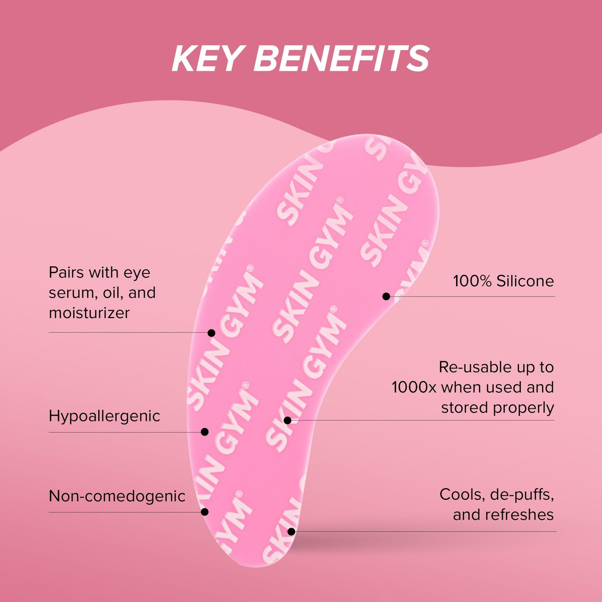 SKIN GYM Reusable Silicone Eye Mask – Medical Grade Under Eye Patches for Hydration & Skincare, Boost Serum Absorption (Pink, 1 Pack) Avelisse