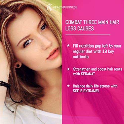 UpNourish Hair Growth Vitamins for Women - Proven Formula with KERANAT, DHT Blocker PHYTOPIN, Biotin 5000 mcg & SOD - 90 Count Avelisse