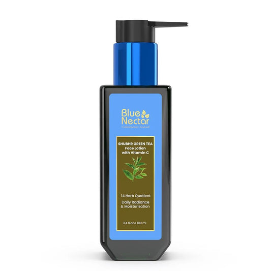 Blue Nectar Green Tea Face Moisturizer for Oily Skin with Vitamin C, Rosehip Oil & 14 Ayurvedic Herbs - 3.38 Fl Oz