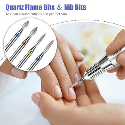 Depvko 20Pcs Nail Drill Bits Set - 3/32'' Ceramic Carbide Bits for Cuticle Removal, Manicure & Pedicure