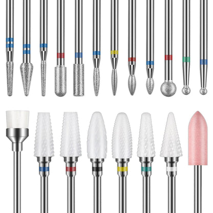 Depvko 20Pcs Nail Drill Bits Set - 3/32'' Ceramic Carbide Bits for Cuticle Removal, Manicure & Pedicure