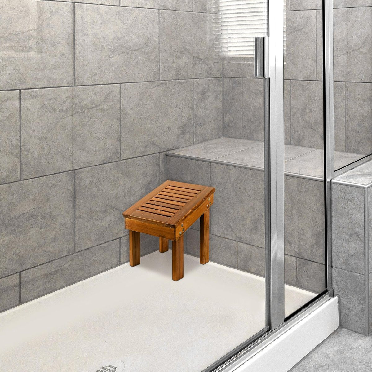 Teak Wood Shower Foot Stool for Shaving Legs – Sturdy Shower Foot Rest for Bathroom Avelisse