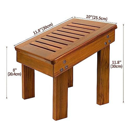 Teak Wood Shower Foot Stool for Shaving Legs – Sturdy Shower Foot Rest for Bathroom Avelisse