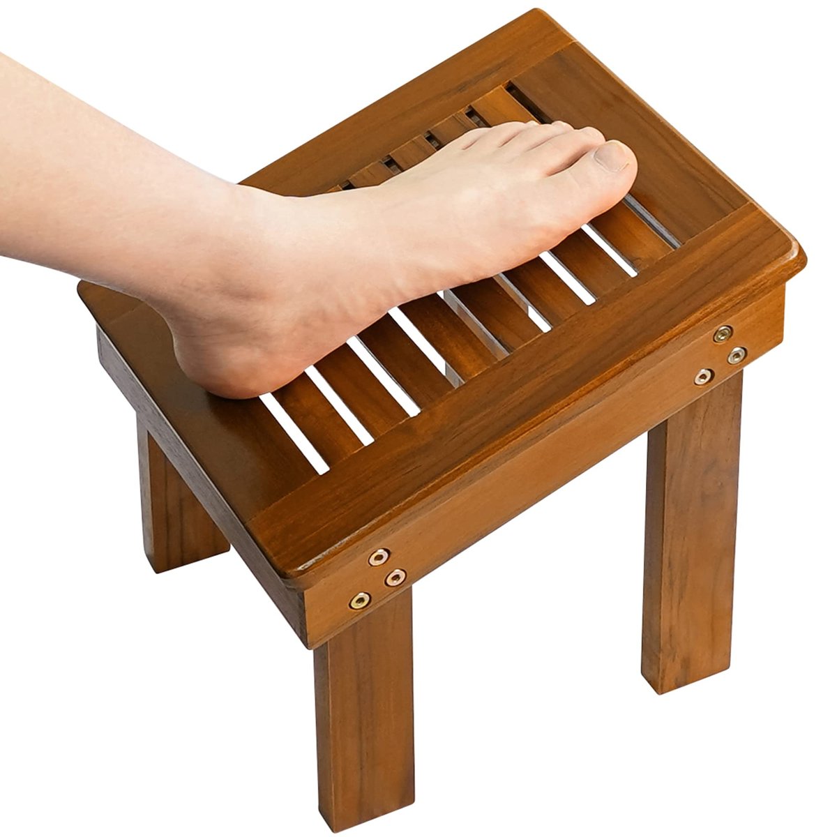 Teak Wood Shower Foot Stool for Shaving Legs – Sturdy Shower Foot Rest for Bathroom Avelisse
