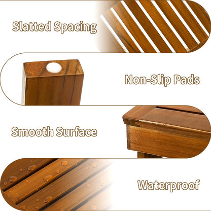 Teak Wood Shower Foot Stool for Shaving Legs – Sturdy Shower Foot Rest for Bathroom Avelisse