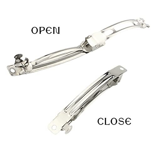 LEEFONE 50 Pack 80mm Silver Iron Blank French Barrette Hair Clips for DIY Hair Clip Craft Bows - görsel 8
