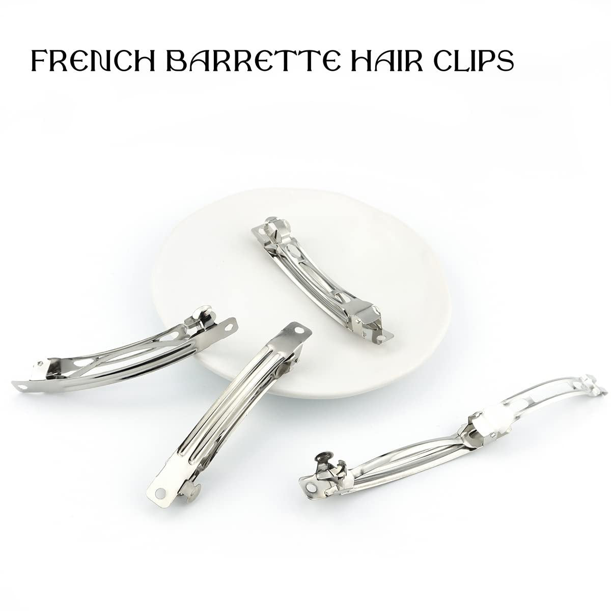 LEEFONE 50 Pack 80mm Silver Iron Blank French Barrette Hair Clips for DIY Hair Clip Craft Bows - görsel 9