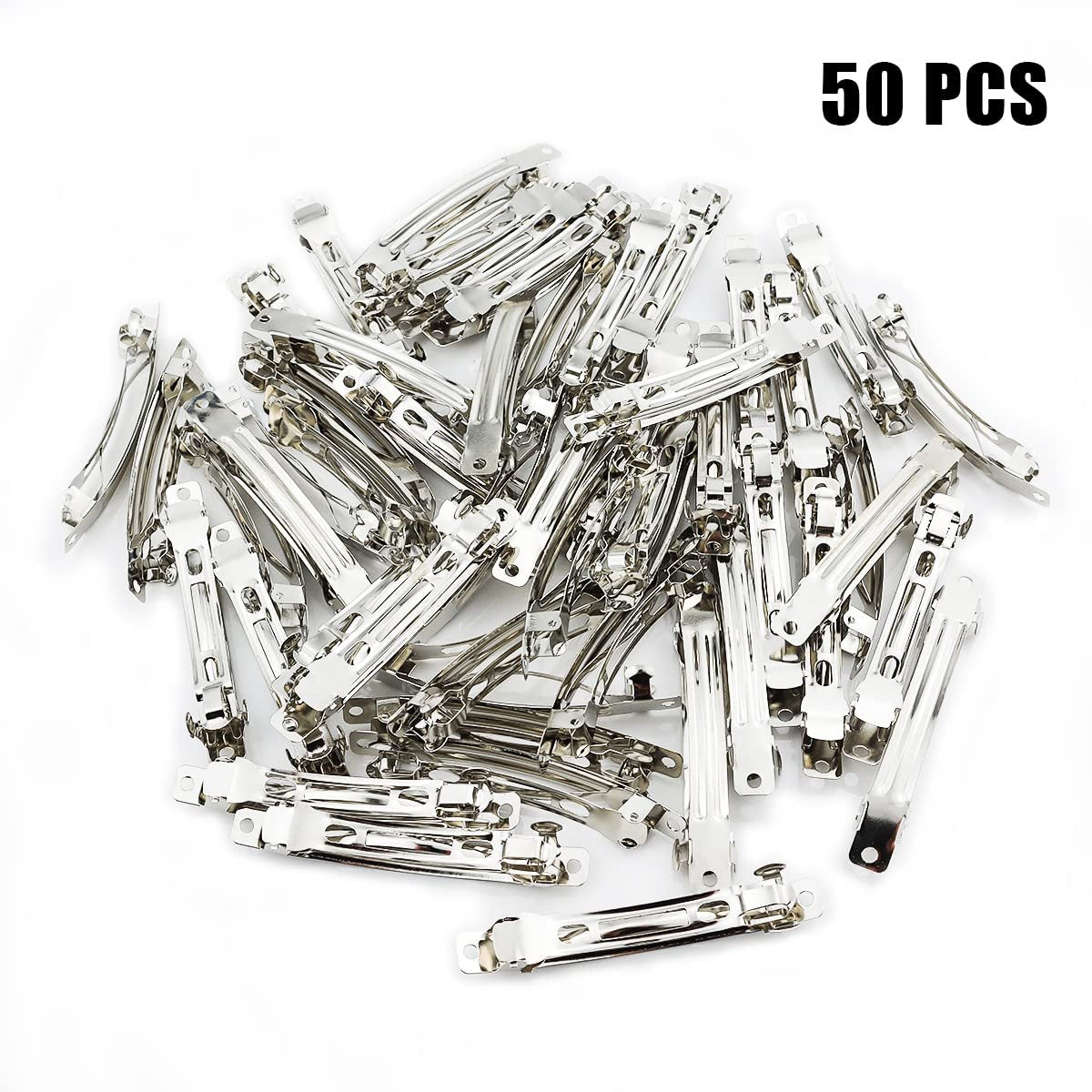 LEEFONE 50 Pack 80mm Silver Iron Blank French Barrette Hair Clips for DIY Hair Clip Craft Bows - görsel 11