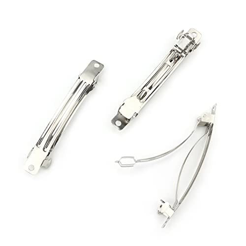 LEEFONE 50 Pack 80mm Silver Iron Blank French Barrette Hair Clips for DIY Hair Clip Craft Bows - görsel 2