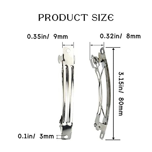 LEEFONE 50 Pack 80mm Silver Iron Blank French Barrette Hair Clips for DIY Hair Clip Craft Bows - görsel 4