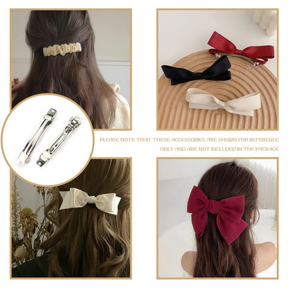 LEEFONE 50 Pack 80mm Silver Iron Blank French Barrette Hair Clips for DIY Hair Clip Craft Bows