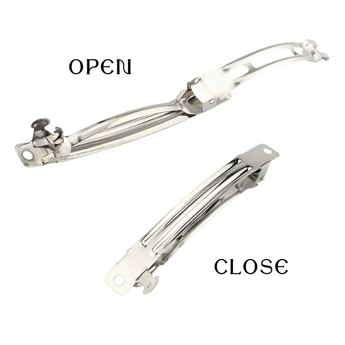 LEEFONE 50 Pack 80mm Silver Iron Blank French Barrette Hair Clips for DIY Hair Clip Craft Bows - görsel 7