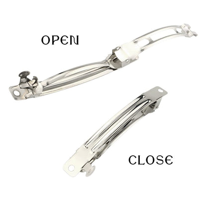 LEEFONE 50 Pack 80mm Silver Iron Blank French Barrette Hair Clips for DIY Hair Clip Craft Bows