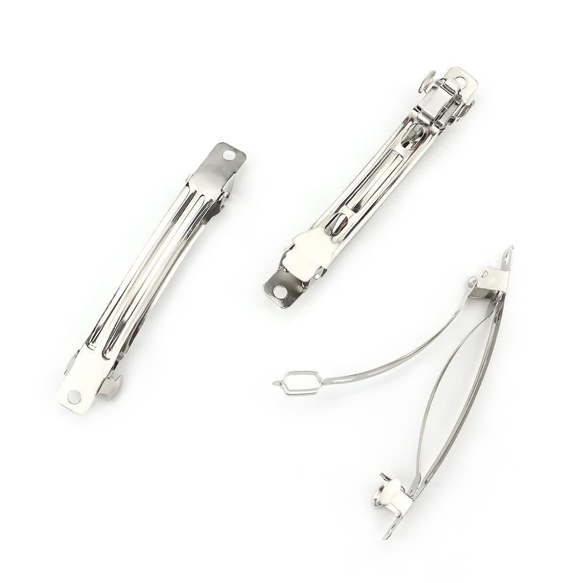 LEEFONE 50 Pack 80mm Silver Iron Blank French Barrette Hair Clips for DIY Hair Clip Craft Bows - görsel 1