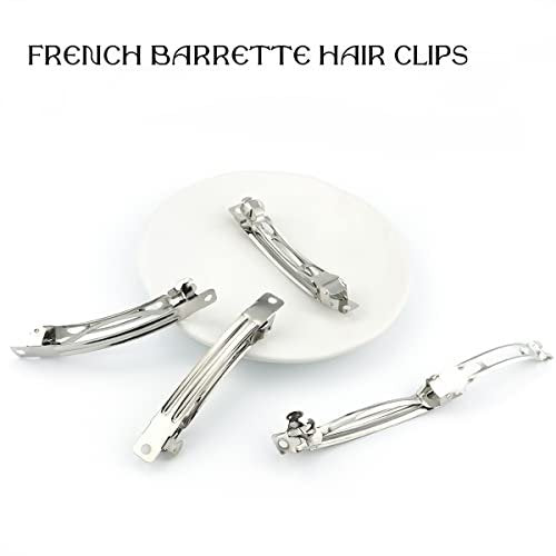 LEEFONE 50 Pack 80mm Silver Iron Blank French Barrette Hair Clips for DIY Hair Clip Craft Bows - görsel 10