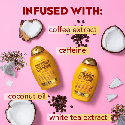 OGX Anti-Hair Fall + Coconut Caffeine Strengthening Shampoo with Caffeine, Coconut Oil & Coffee Extract, 13 Fl Oz Avelisse