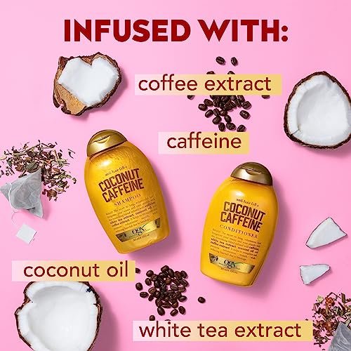 OGX Anti-Hair Fall + Coconut Caffeine Strengthening Shampoo with Caffeine, Coconut Oil & Coffee Extract, 13 Fl Oz Avelisse