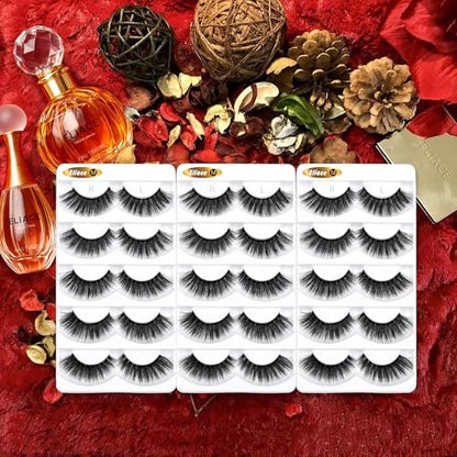 Eliace False Eyelashes 15 Pairs Natural Look Cat Eye Lashes Wispy, 3D Faux Mink Lashes Fluffy Long Thick, Fake Eyelashes Cross Wispy Volume Lash Soft Reusable Dramatic, Sierra Style