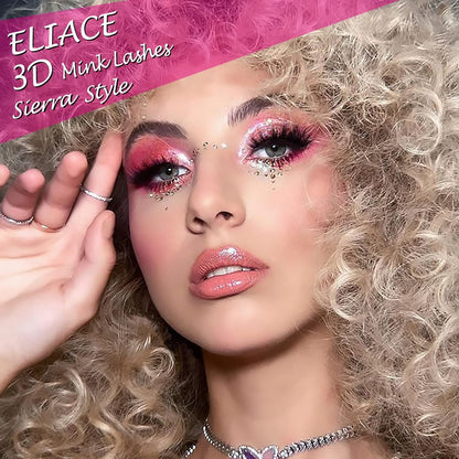 Eliace False Eyelashes 15 Pairs Natural Look Cat Eye Lashes Wispy, 3D Faux Mink Lashes Fluffy Long Thick, Fake Eyelashes Cross Wispy Volume Lash Soft Reusable Dramatic, Sierra Style