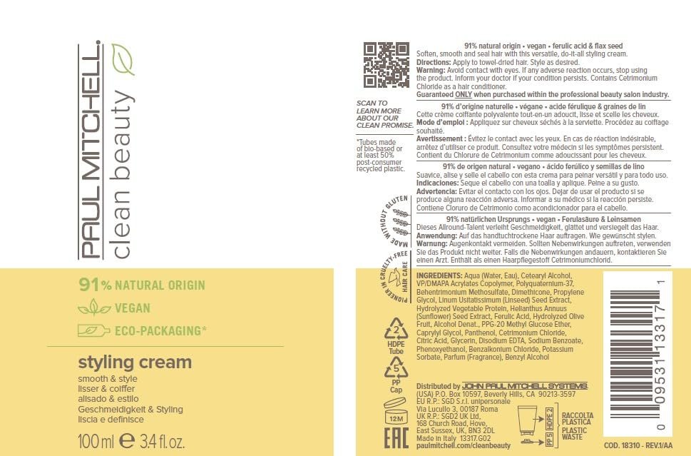 Paul Mitchell Clean Beauty Smooth & Style Styling Cream - 3.4 fl. oz. Avelisse