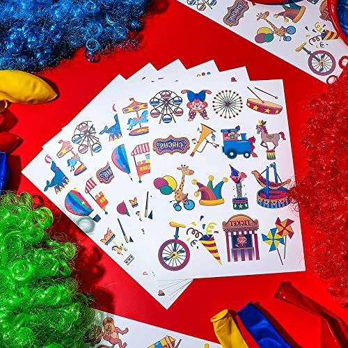 Maitys 288 Pcs Circus Temporary Tattoos for Kids – 48 Styles Clown & Animal Designs, Carnival Party Favors & Classroom Rewards - görsel 8