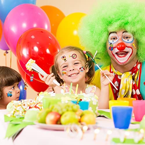 Maitys 288 Pcs Circus Temporary Tattoos for Kids – 48 Styles Clown & Animal Designs, Carnival Party Favors & Classroom Rewards - görsel 12