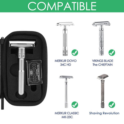 Linkidea Hard Shell Travel Case for Safety Razors – Protective Storage for Short & Long Handled Razors, Blades & Attachments Avelisse