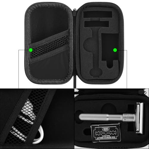 Linkidea Hard Shell Travel Case for Safety Razors – Protective Storage for Short & Long Handled Razors, Blades & Attachments Avelisse