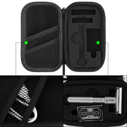 Linkidea Hard Shell Travel Case for Safety Razors – Protective Storage for Short & Long Handled Razors, Blades & Attachments Avelisse