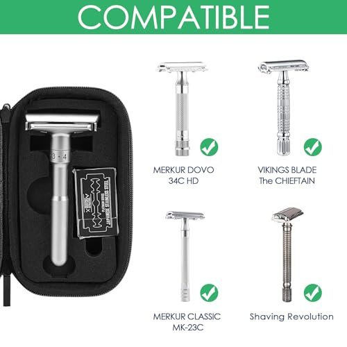 Linkidea Hard Shell Travel Case for Safety Razors – Protective Storage for Short & Long Handled Razors, Blades & Attachments Avelisse