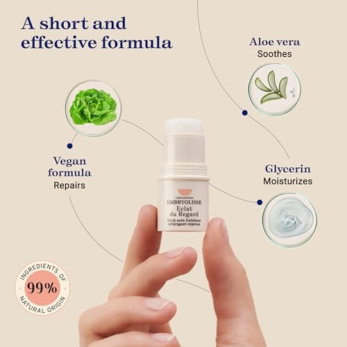 Embryolisse Radiant Eye Stick – Cooling Under Eye Primer for Dark Circles & Puffiness with Aloe Vera, Vegan & Fragrance-Free (0.15 oz) Avelisse
