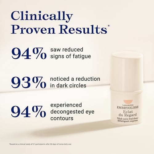 Embryolisse Radiant Eye Stick – Cooling Under Eye Primer for Dark Circles & Puffiness with Aloe Vera, Vegan & Fragrance-Free (0.15 oz) Avelisse