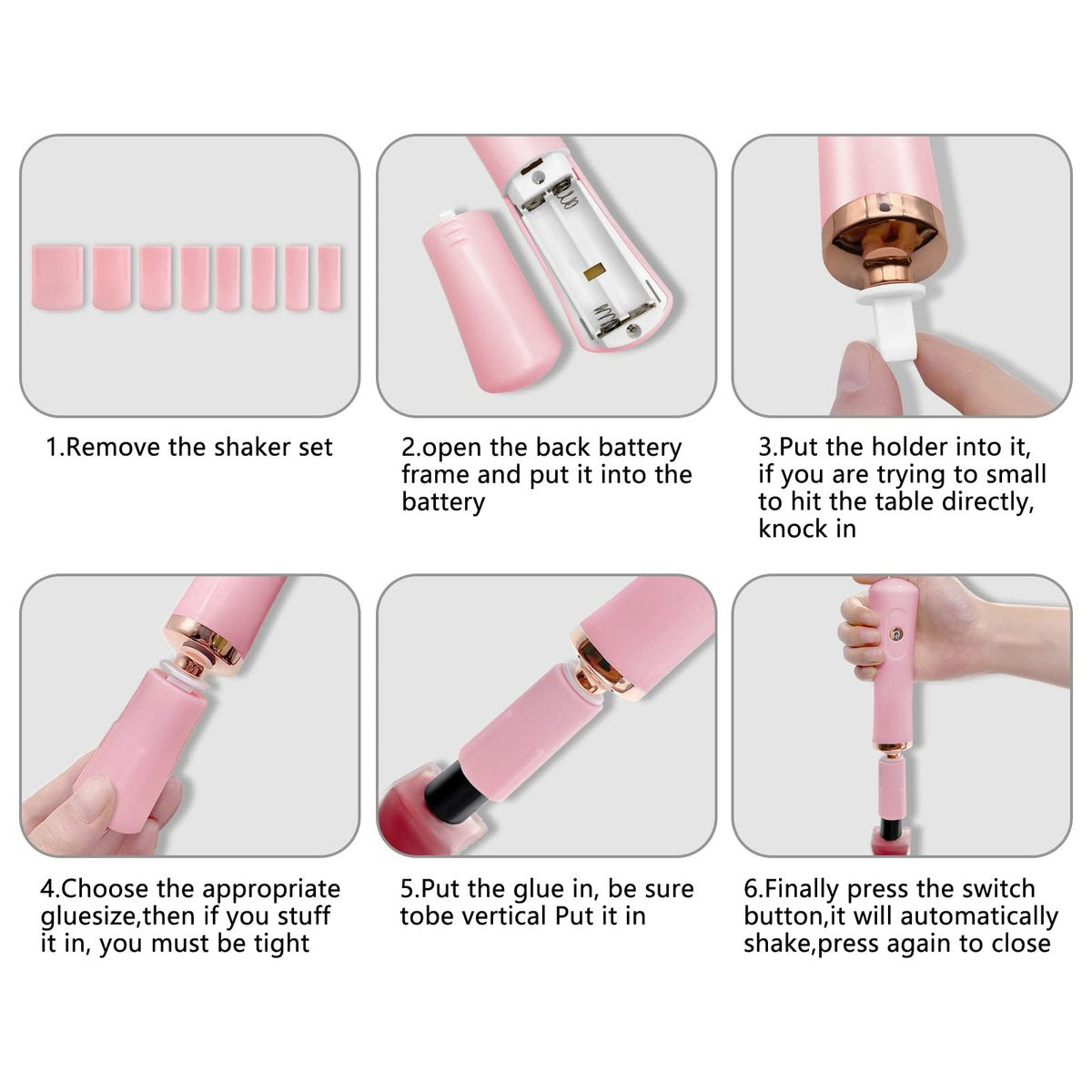 ZLMONDEE Pink Electric Nail Lacquer Shaker - Handsfree Glue Shaker for Eyelash Extensions & Nail Polish - görsel 9