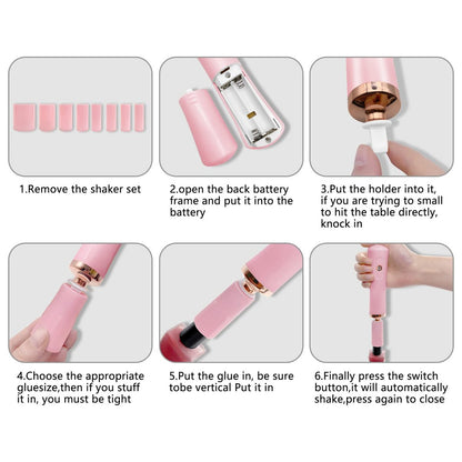 ZLMONDEE Pink Electric Nail Lacquer Shaker - Handsfree Glue Shaker for Eyelash Extensions & Nail Polish