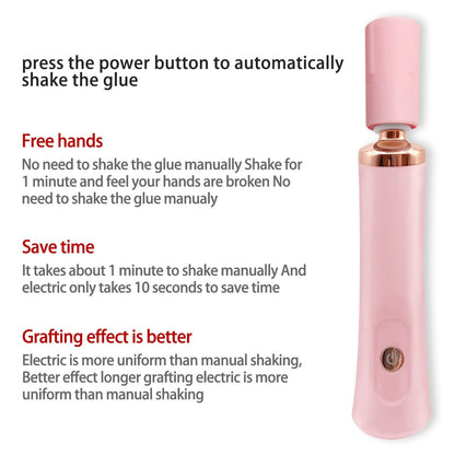 ZLMONDEE Pink Electric Nail Lacquer Shaker - Handsfree Glue Shaker for Eyelash Extensions & Nail Polish