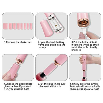 ZLMONDEE Pink Electric Nail Lacquer Shaker - Handsfree Glue Shaker for Eyelash Extensions & Nail Polish